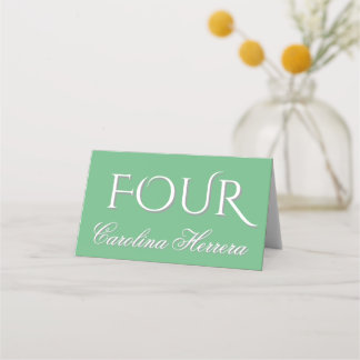 Sage Green Elegant Script Guest Name Number Place Card