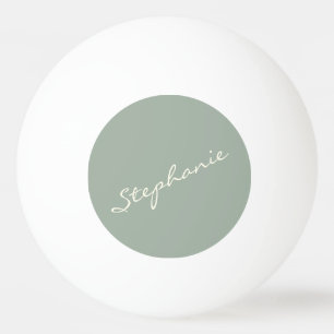 Sage Green Elegant Script Modern Minimalist Name Ping Pong Ball
