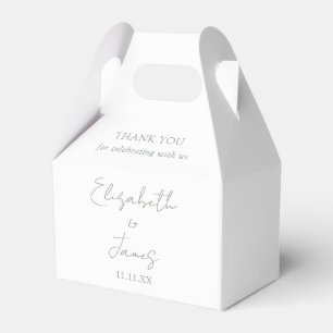 Sage Green Elegant Script Wedding Thank You Favour Box