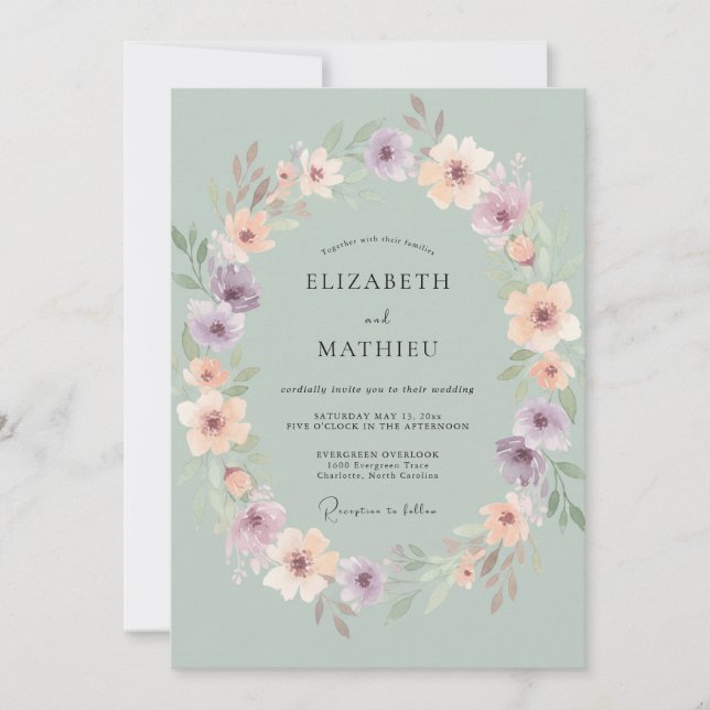 Sage Green Elegant Springtime Wedding Invitation (Front)