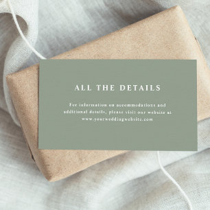 Sage Green Elegant Text Wedding Details Enclosure Card