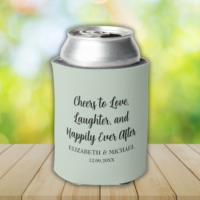 Sage Green Elegant Wedding Cheers to Love Can Cooler (Sage Green Elegant Wedding Cheers to Love Can Cooler)
