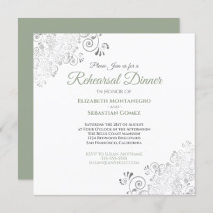 Sage Green Elegant Wedding Rehearsal Dinner Invitation