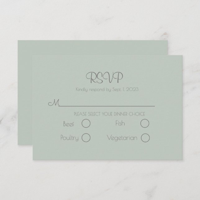Sage Green Elegant Wedding RSVP Card (Front/Back)