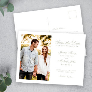 Sage Green Elegant Wedding Save The Date Invitation Postcard