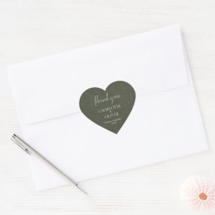 Sage Green Elegant Wedding Thank You Heart Sticker