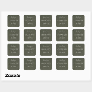 Sage Green Elegant Wedding Thank You Square Labels