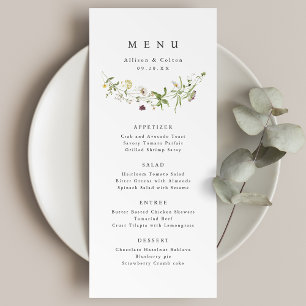 Sage Green Elegant Wildflower Rustic Boho Wedding Menu