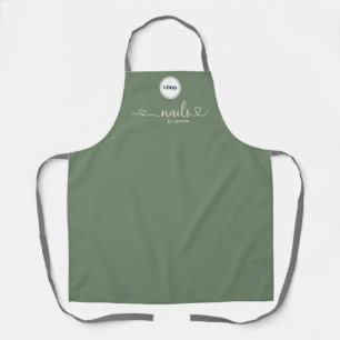 Sage Green Employee Logo Nail Tech Salon Apron