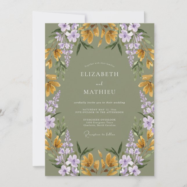 Sage Green Enchanted Botanical Wedding Invitation (Front)