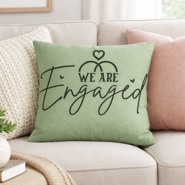  Sage Green  Engagement Announcement Decorative Cushion (Creator Uploaded)