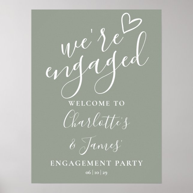 Sage Green Engagement Party Welcome Sign (Front)