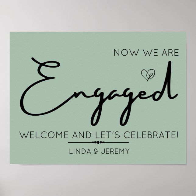 Sage Green Engagement Party Welcome Sign (Front)