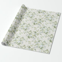 Sage Green English Chintz Wrapping Paper, Cabbage