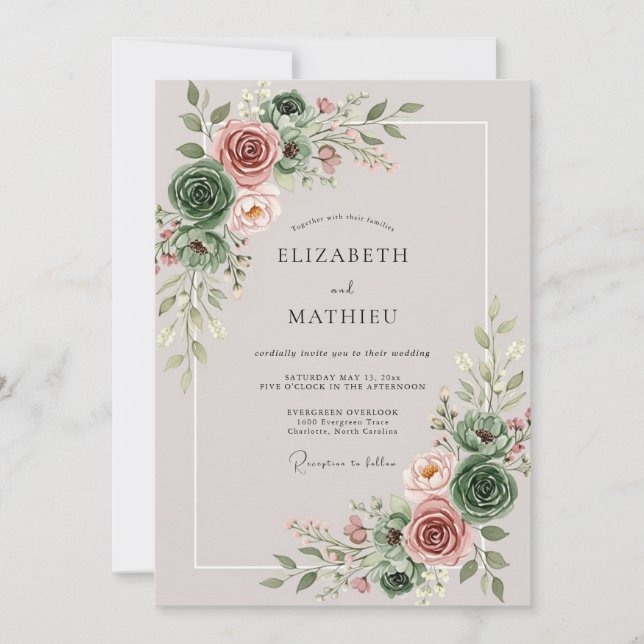 Sage Green Enthralling Succulent Wedding Invitation (Front)