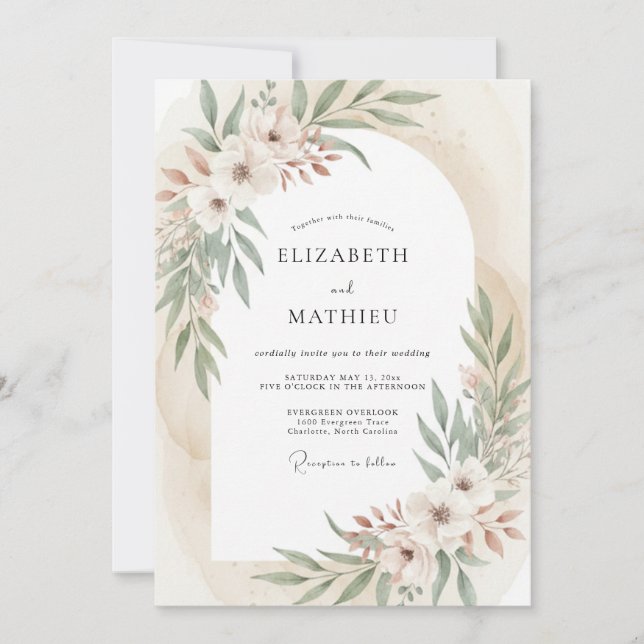 Sage Green Ethereal Bohemian Wedding Invitation (Front)