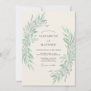 Sage Green Ethereal Foliage Wedding Invitation