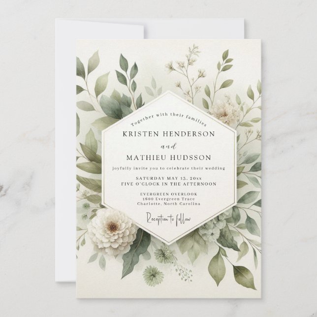 Sage Green Ethereal Meadow Wedding Invitation (Front)