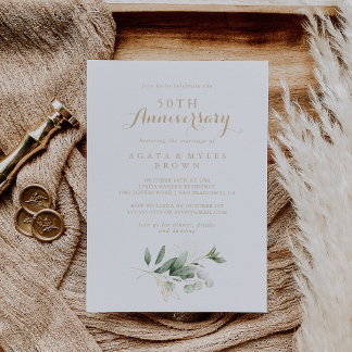 Sage Green Eucalyptus 50th Wedding Anniversary Invitation