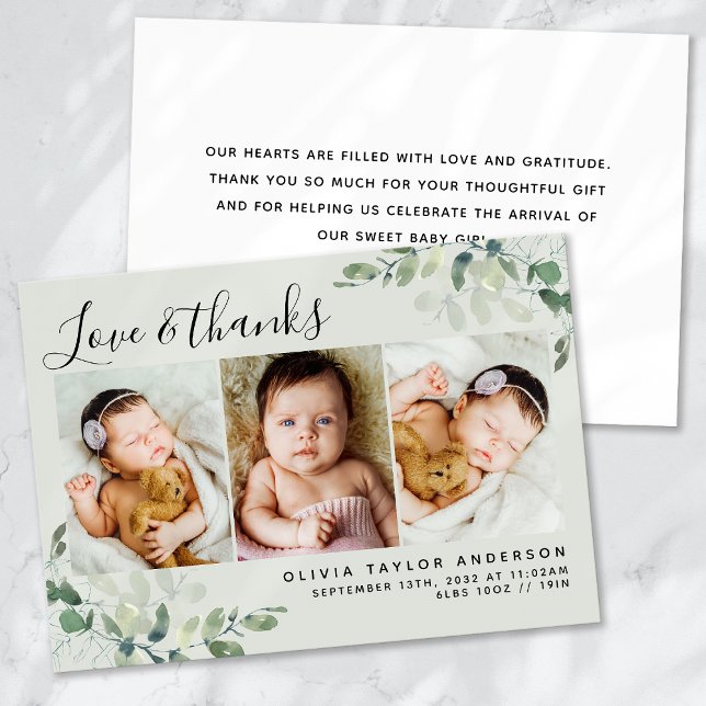 Sage Green Eucalyptus Baby Photo Announcement (Creator Uploaded)