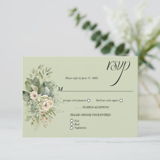 Sage Green Eucalyptus Botanical Floral RSVP | Card
