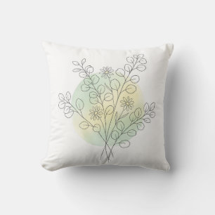 Sage Green Eucalyptus Botanical Line Art Cushion