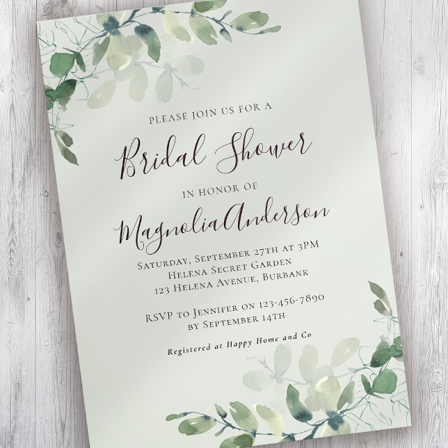 Sage Green Eucalyptus Bridal Shower Invitation (Creator Uploaded)
