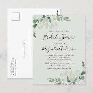 Sage Green Eucalyptus Bridal Shower Invitation Postcard
