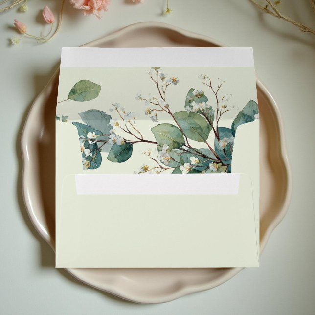 Sage Green Eucalyptus Elegant Boho Wedding  Envelope (Creator Uploaded)