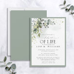Sage Green Eucalyptus Floral Celebration of Life Invitation<br><div class="desc">A beautiful,  elegant sage green eucalyptus greenery botanical watercolor floral and hand lettered calligraphy Celebration of Life memorial service invitation. Text is easily personalized. Copyright Anastasia Surridge for Elegant Invites,  all rights reserved.</div>