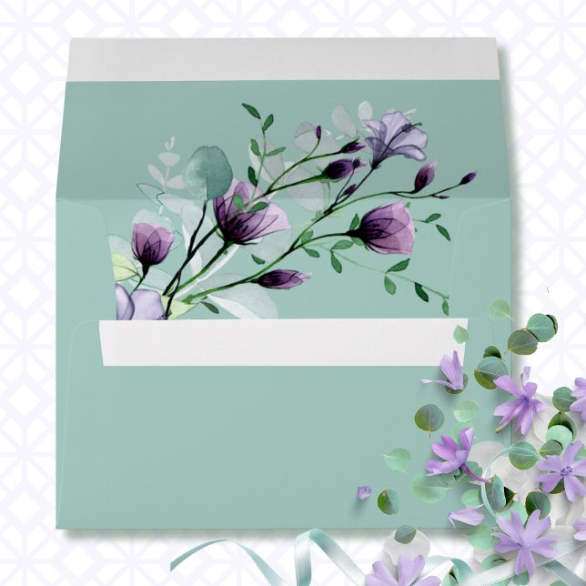 Sage Green Eucalyptus Floral Watercolor Wedding Envelope (Creator Uploaded)
