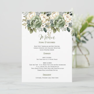 Sage Green Eucalyptus Floral Wedding | Menu Invitation