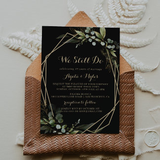 Sage Green Eucalyptus Gold We Still Do Vow Renewal Invitation