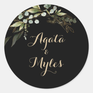 Sage Green Eucalyptus Gold Wedding Envelope Seals