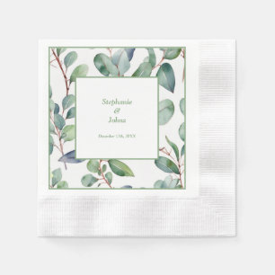 Sage Green Eucalyptus Greenery Art Simple Wedding Napkin