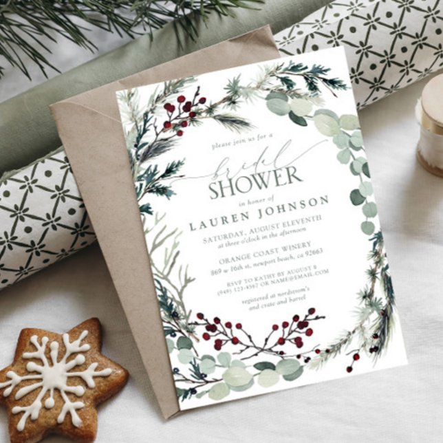 Sage Green Eucalyptus Greenery Berry Bridal Shower Invitation (Bridal Shower Invitation!)