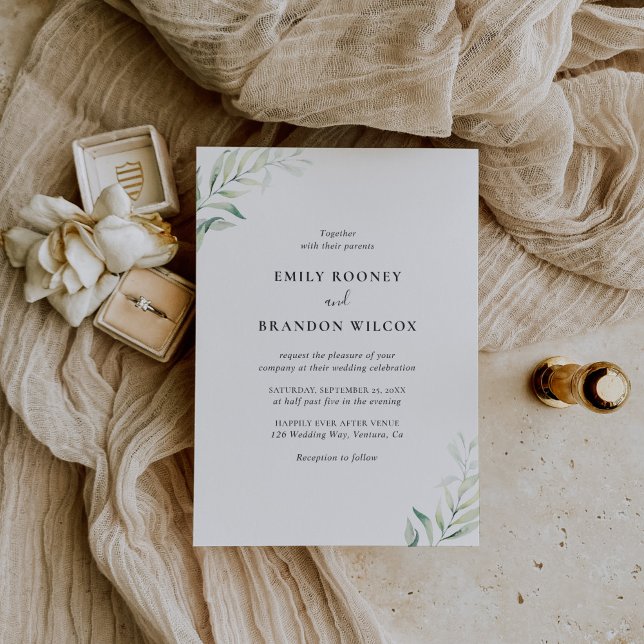 Sage Green Eucalyptus Greenery Elegant Wedding Invitation (Creator Uploaded)