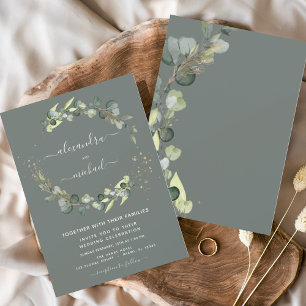 Sage Green Eucalyptus Greenery Elegant Wedding Invitation