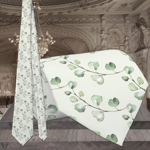 Sage Green Eucalyptus Greenery Elegant Wedding Tie