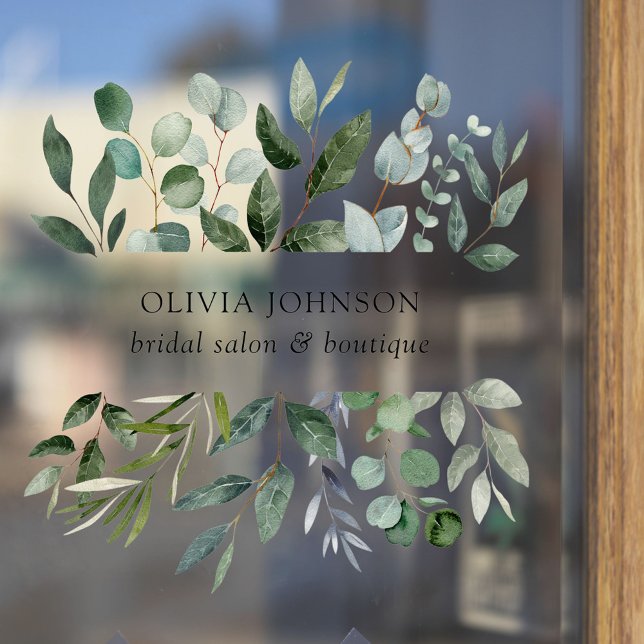 Sage Green Eucalyptus Greenery Leaves Door (In situ)