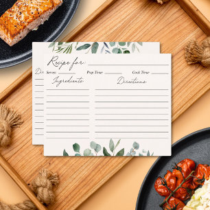 Sage Green Eucalyptus Greenery Leaves Recipe Card