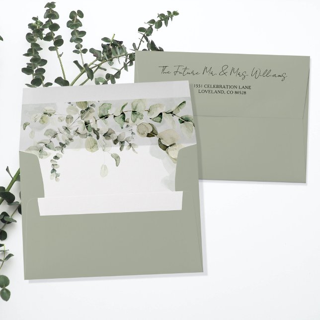 Sage Green Eucalyptus Greenery Return Address Envelope (Creator Uploaded)
