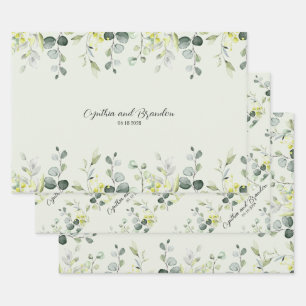 Sage Green Eucalyptus Greenery Wedding Branding  Wrapping Paper Sheet