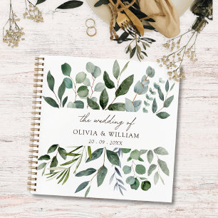 Sage Green Eucalyptus Greenery Wedding Guestbook Notebook