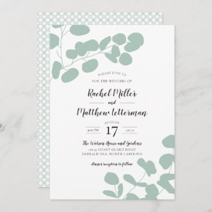 Sage Green Eucalyptus Greenery Wedding Invitation