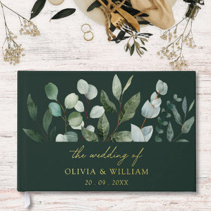 Sage Green Eucalyptus Greenery Wedding Leaves Guest Book