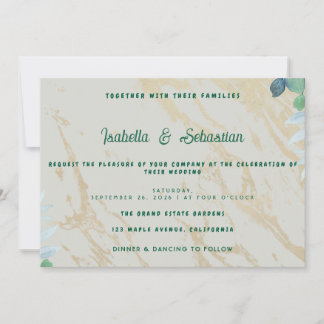 Sage Green Eucalyptus Horizontal Wedding Invitatio Invitation