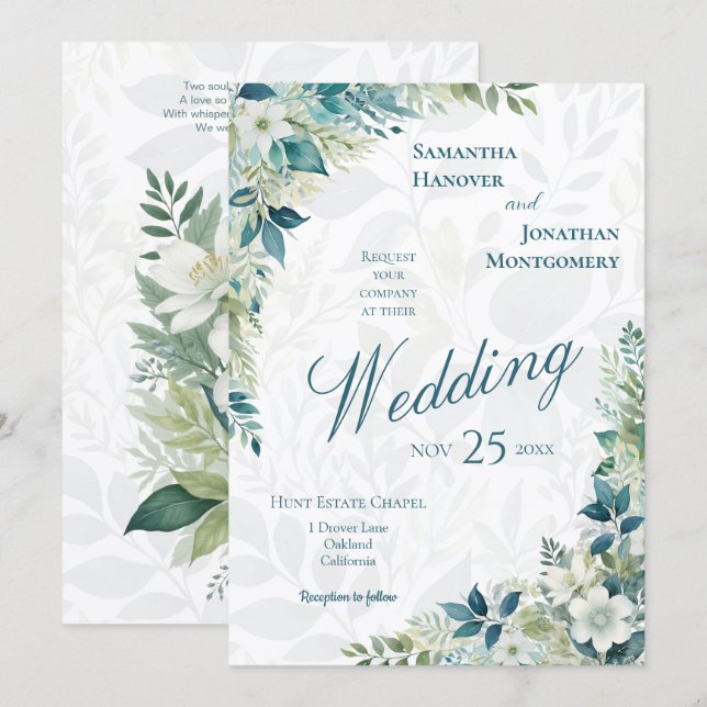 Sage Green Eucalyptus Ivory Wedding Invitation (Front/Back)