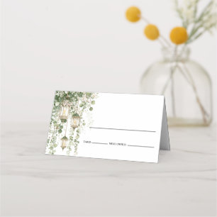 Sage Green Eucalyptus Lantern Place Card