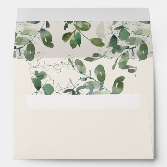 Sage Green Eucalyptus Leaves Cream Envelope (Back (Bottom))